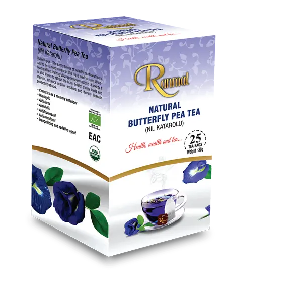 Packaged Natural Butterfly Pea flavored Ranmal Tea