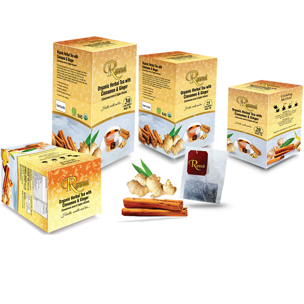 Flavored Organic Herbal Tea with Cinnamon and Ginger Packaged Tea of Ranmal